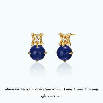 ZenWuxiang “Mandala Series” Oval Lapis Stud Earrings