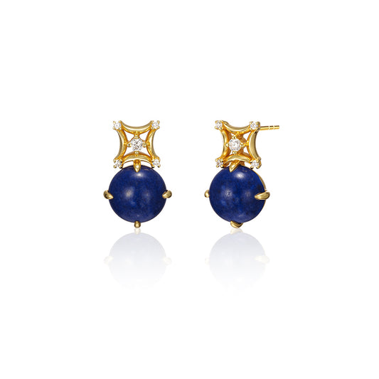 ZenWuxiang “Mandala Series” Oval Lapis Stud Earrings
