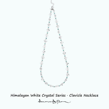 ZenWuxiang “Himalayan Crystal Series” Raw White Crystal Turquoise Clavicle Necklace