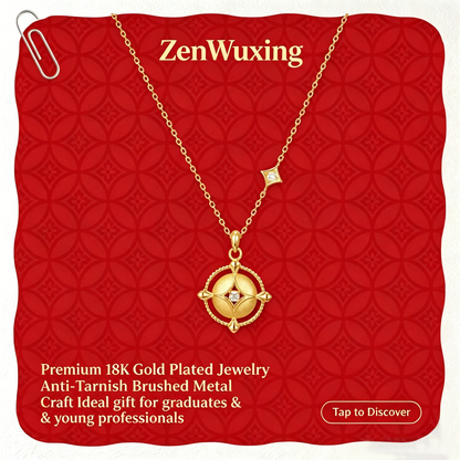 Wealth Coin Series | 18K Gold Plated Brushed Medallion Necklace