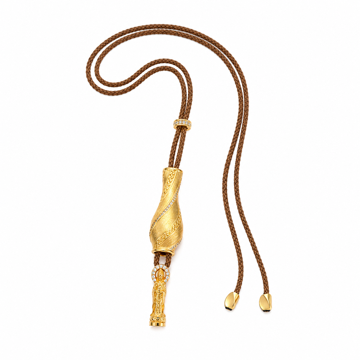 ZenWuxiang Guanyin Treasure Vase Pendant Necklace | Gold-Plated Copper & Zircon