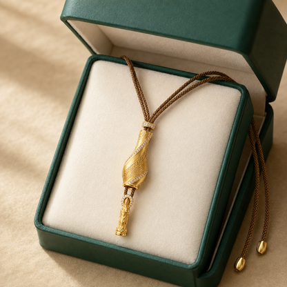 ZenWuxiang Guanyin Treasure Vase Pendant Necklace | Gold-Plated Copper & Zircon
