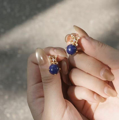 ZenWuxiang “Mandala Series” Oval Lapis Stud Earrings