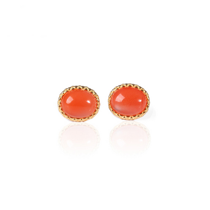 ZenWuxiang South Red Agate S925 Silver Earrings (8x10mm)