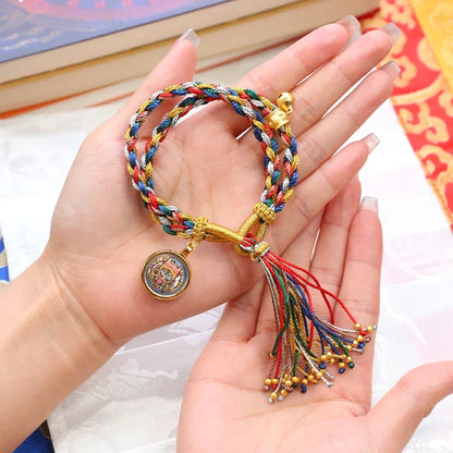 ZenWuxiang Zhaxi Lhamu Hand-Painted Thangka Copper Gold Bracelet