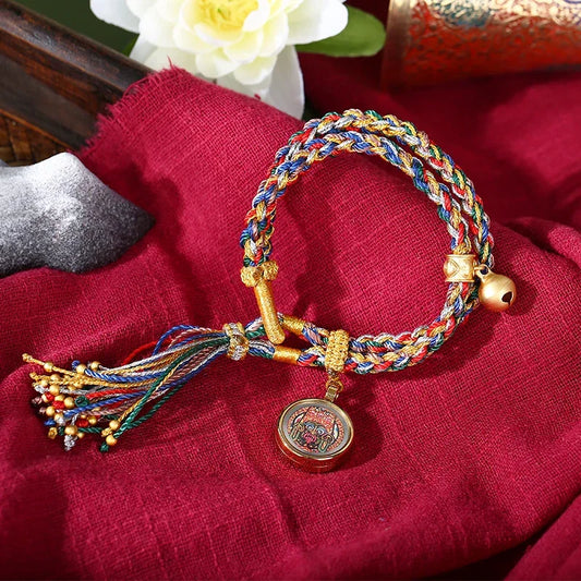 Tashi Lhamo Hand-Painted Thangka Copper Pendant — Sacred Tibetan Buddhist Protection Amulet