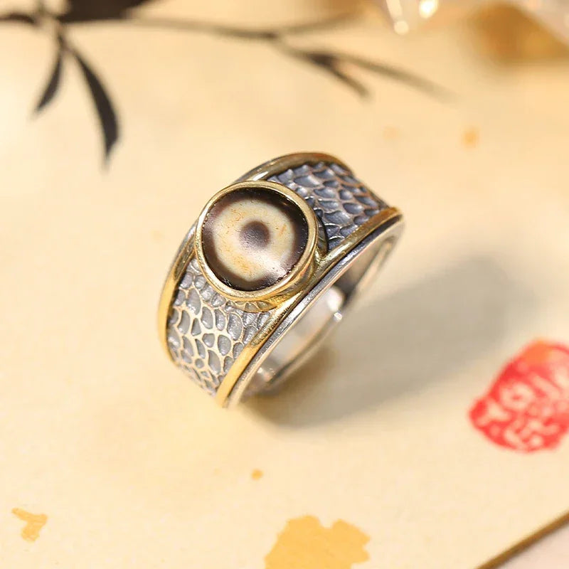 ZenWuxiang Single-Eye Dzi Protection Ring