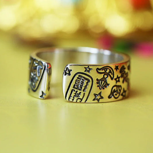 Tashi Lhamo Tibetan Blessing Ring — Handcrafted Cultural Jewelry for Protection & Good Fortune