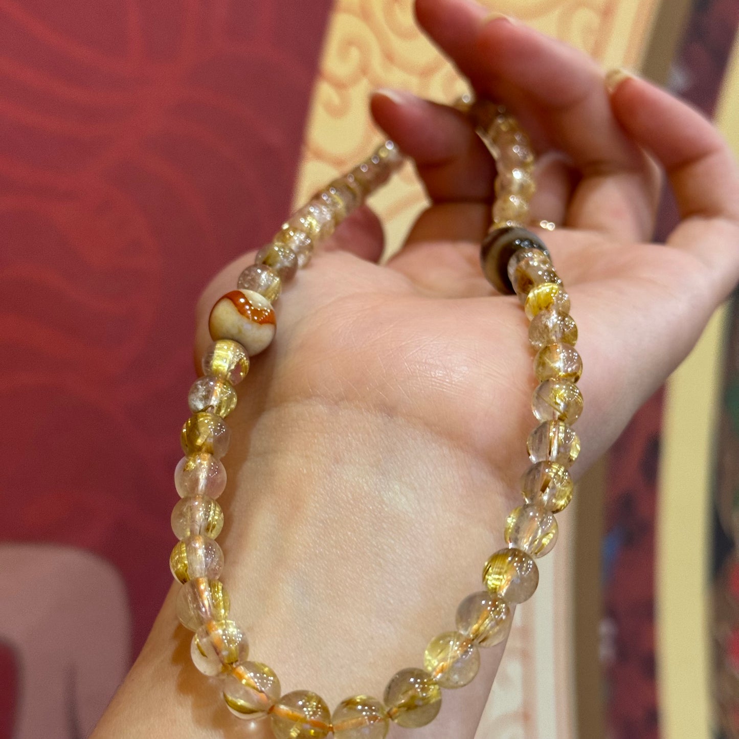 ZenWuxiang Natural Citrine Three-Eye Dzi Fortune Pendant