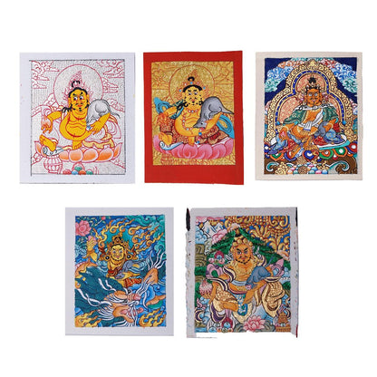 ZenWuxiang Custom Yellow Jambhala Thangka Necklace • Hand-Painted Buddhist Wealth Amulet (1.57*1.97 in)