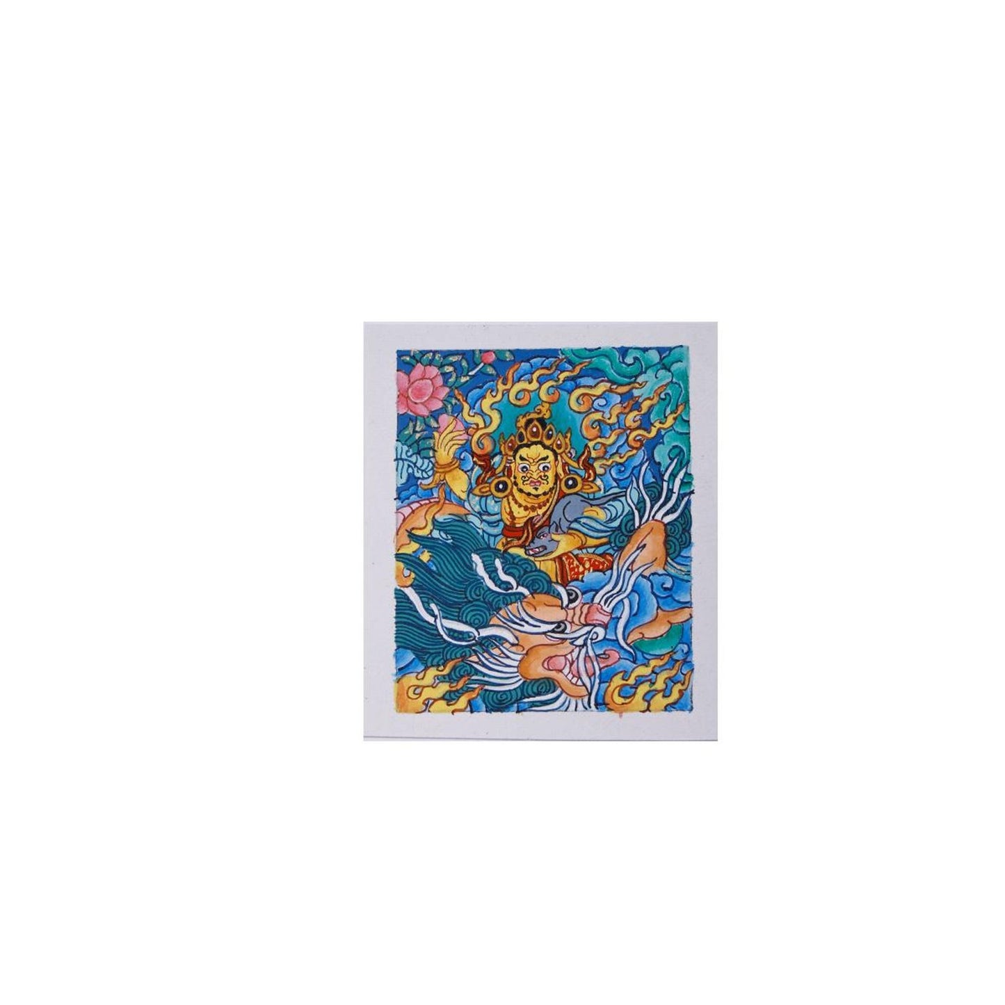 ZenWuxiang Custom Yellow Jambhala Thangka Necklace • Hand-Painted Buddhist Wealth Amulet (1.57*1.97 in)