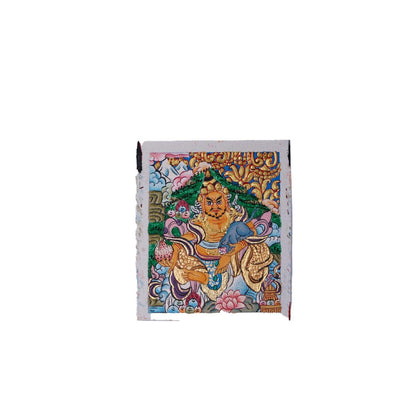 ZenWuxiang Custom Yellow Jambhala Thangka Necklace • Hand-Painted Buddhist Wealth Amulet (1.57*1.97 in)