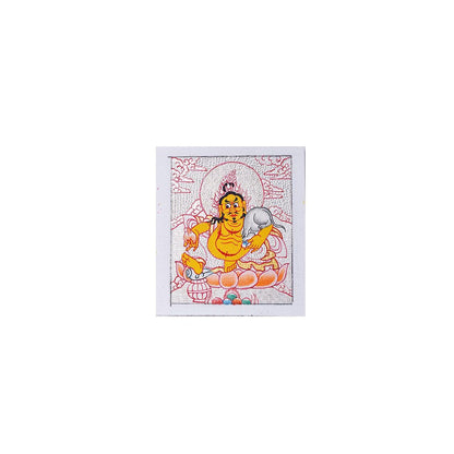 ZenWuxiang Custom Yellow Jambhala Thangka Necklace • Hand-Painted Buddhist Wealth Amulet (1.57*1.97 in)