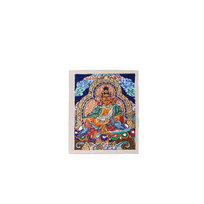 ZenWuxiang Custom Yellow Jambhala Thangka Necklace • Hand-Painted Buddhist Wealth Amulet (1.57*1.97 in)