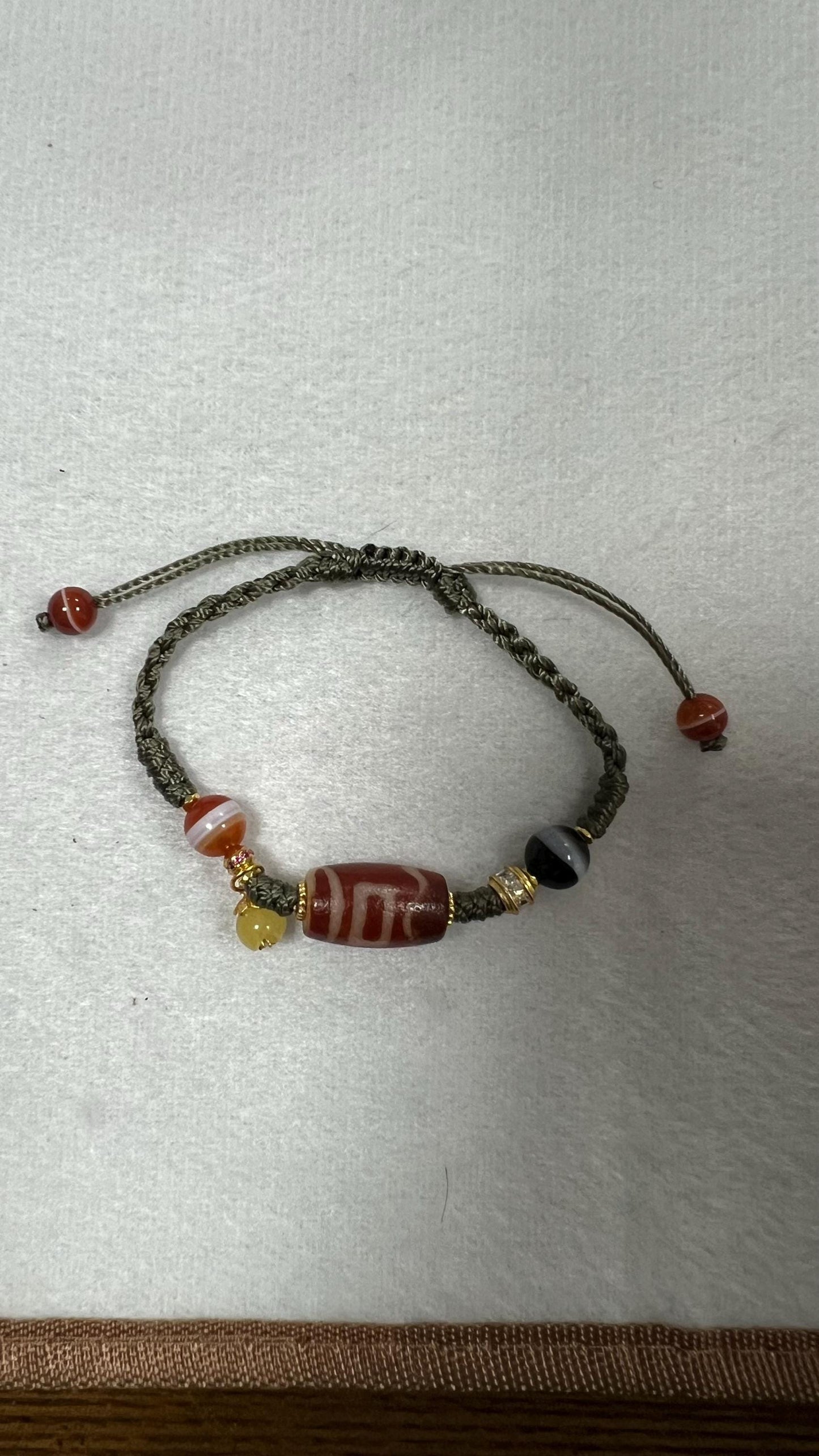 ZenWuxiang Red Dzi Bead Bracelet | Tibetan Style Red Agate & S925 Sterling Silver Handmade Jewelry