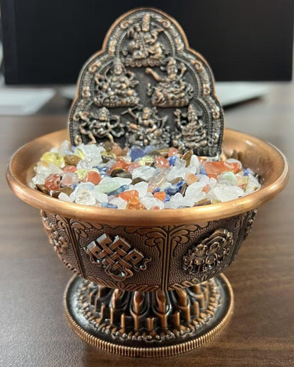 ZenWuxiang Six Roads Water Wealth God Solid Copper Desktop Sculpture | Handcrafted Tibetan Style Desk Decor