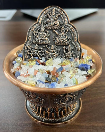 ZenWuxiang Six Roads Water Wealth God Solid Copper Desktop Sculpture | Handcrafted Tibetan Style Desk Decor