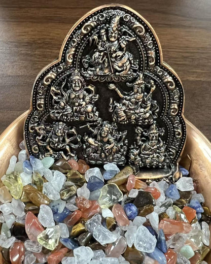 ZenWuxiang Six Roads Water Wealth God Solid Copper Desktop Sculpture | Handcrafted Tibetan Style Desk Decor