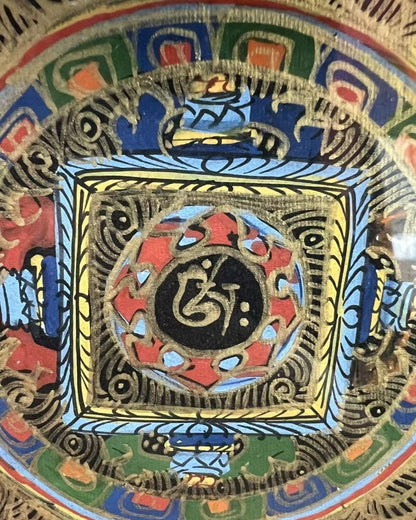 ZenWuxiang Surprise Tibetan Mandala Thangka Framed Art | Hand-Painted Sacred Geometry 5x5 in Freestanding Desk Altar Display