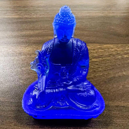 ZenWuxiang Liuli Glass Buddhist Statue | Green Tara, Medicine Buddha & Yellow Jambhala Sacred Altar Decor
