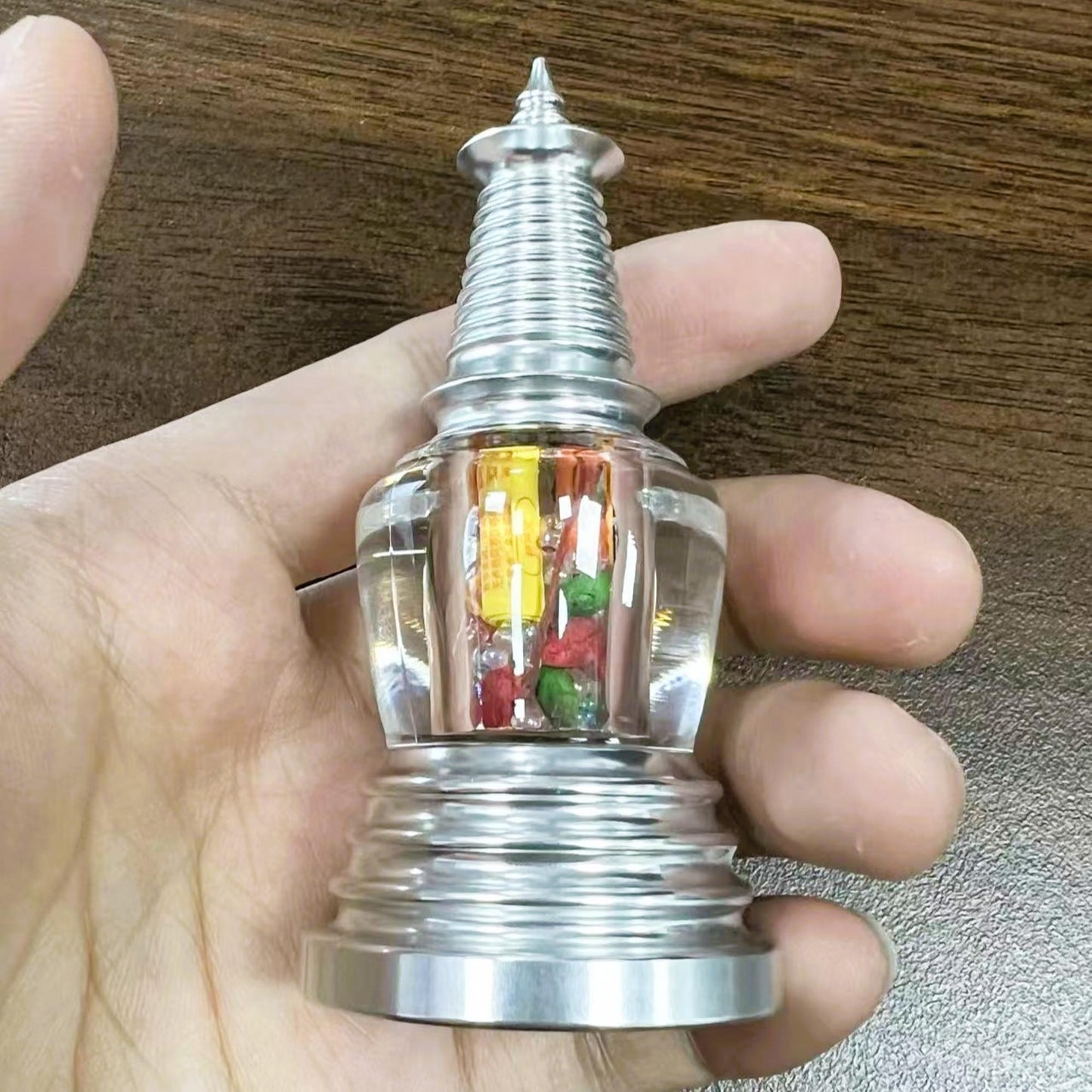 ZenWuxiang Tibetan Stupa Desktop Ornament | Handcrafted Titanium Steel Sacred Decor