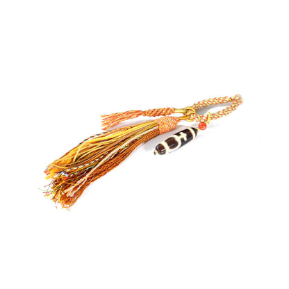 ZenWuxiang Tibetan Treasure Vase Dzi Bead Car Hanging | Natural Agate Amulet Copper Tassel Decor