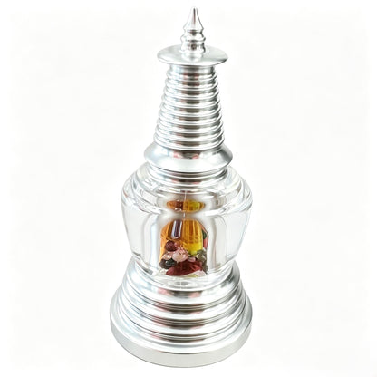 ZenWuxiang Tibetan Stupa Desktop Ornament | Handcrafted Titanium Steel Sacred Decor