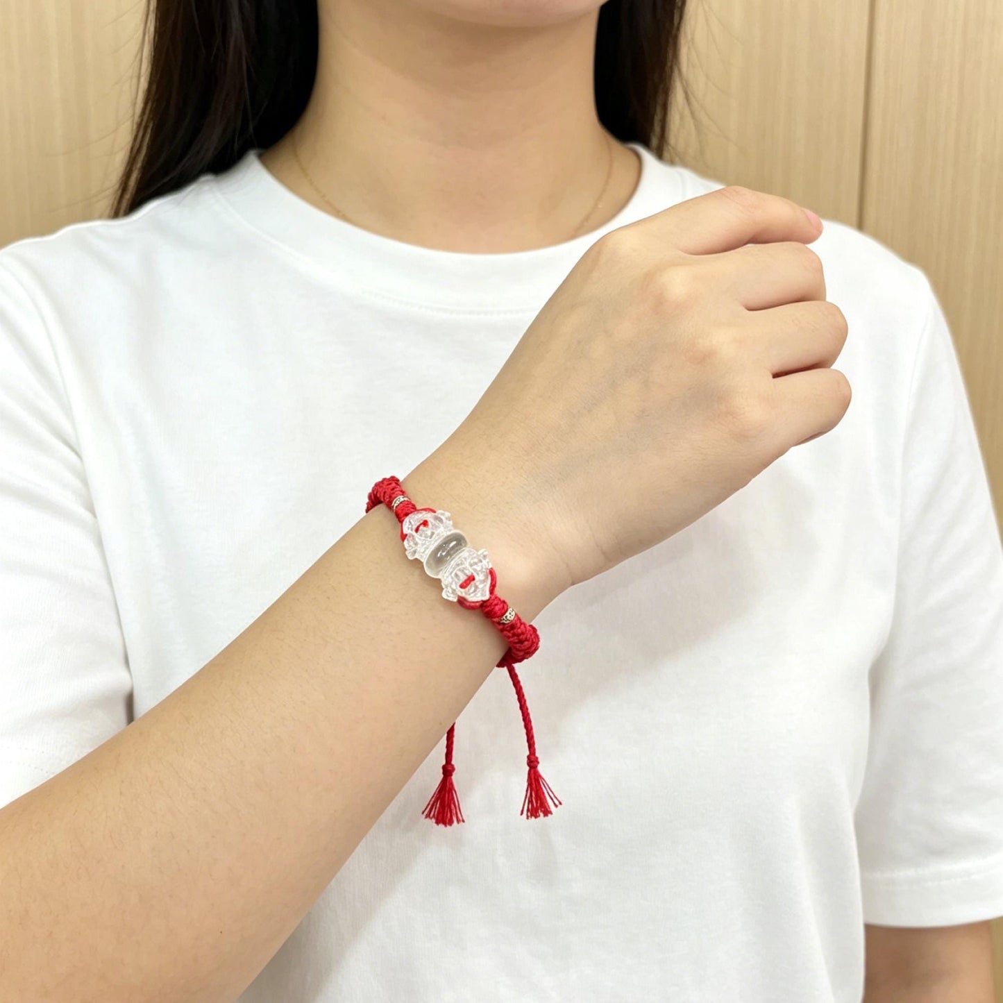 ZenWuxiang Clear Quartz Vajra Bracelet | Hand-Woven Red Cord Tibetan Ritual Charm Amulet