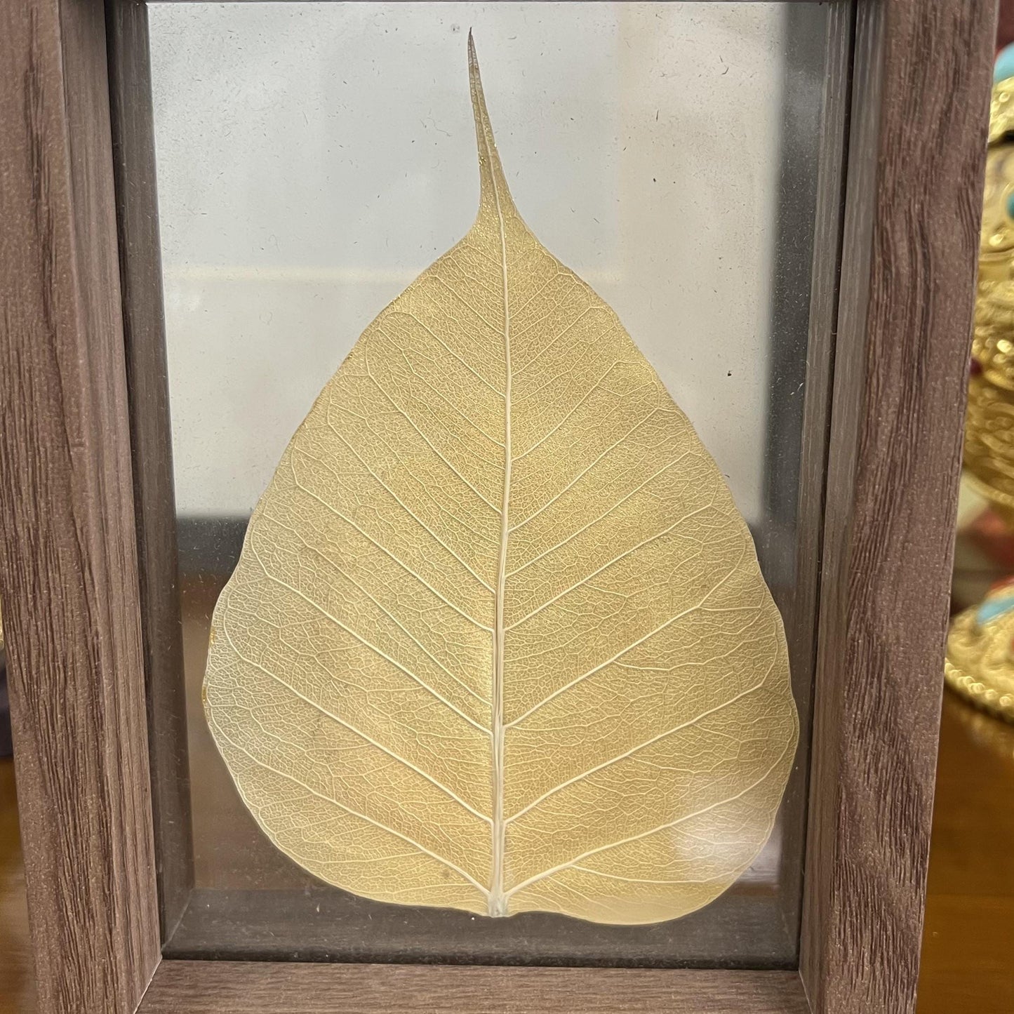 ZenWuxiang Manjushri Thangka Faux Bodhi Leaf Desktop Ornament | Acrylic Floating Frame Zen Desk Decor