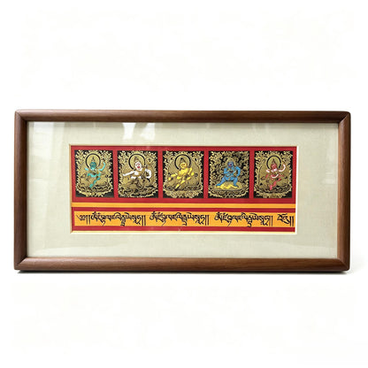 ZenWuxiang 5 Wealth Deities Solid Wood Desk Sculpture | Zen Office Decor & Mindful Housewarming Gift