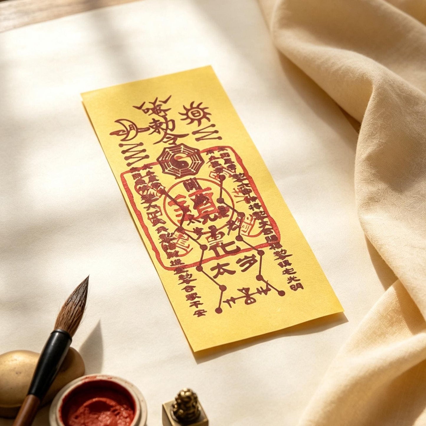 ZenWuxiang Taoist Tai Sui Paper Talisman Card | Chinese Feng Shui Calligraphy Amulet | Wallet & Phone Case Protection