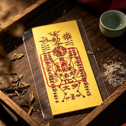ZenWuxiang Taoist Tai Sui Paper Talisman Card | Chinese Feng Shui Calligraphy Amulet | Wallet & Phone Case Protection