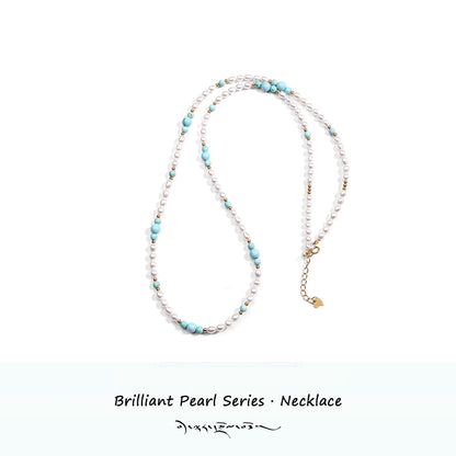 ZenWuxiang “Brilliant Pearl Series”Turquoise Clavicle Necklace