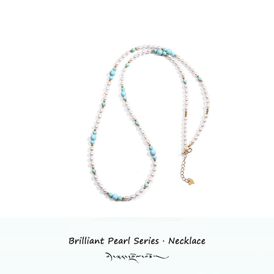 ZenWuxiang “Brilliant Pearl Series”Turquoise Clavicle Necklace