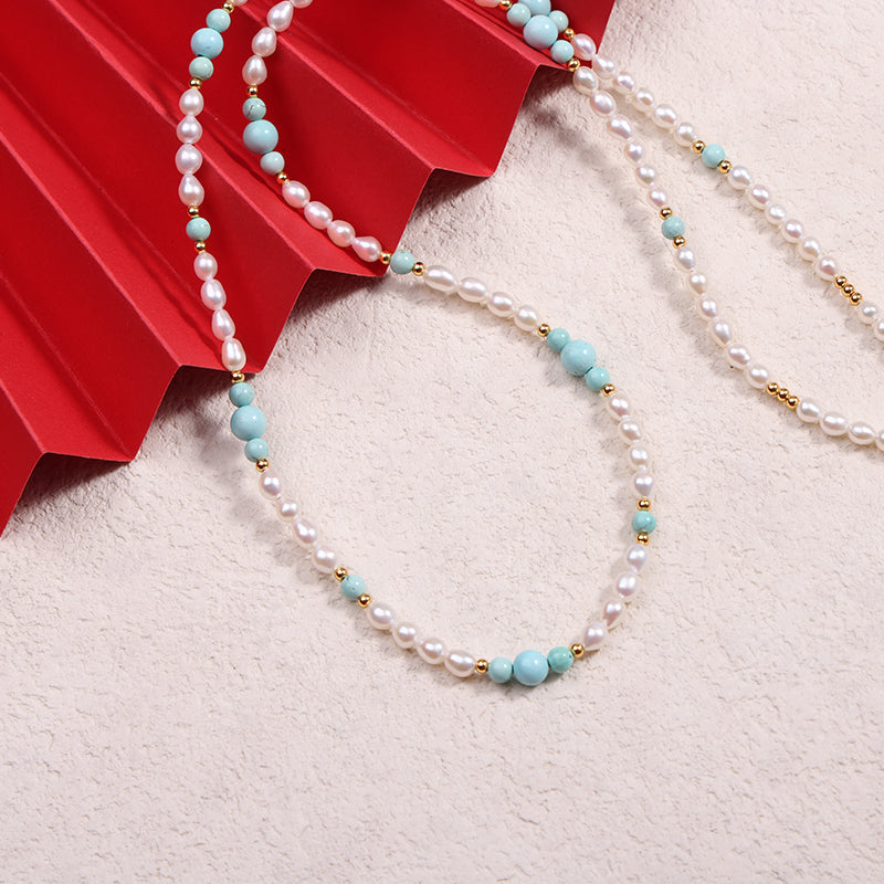 ZenWuxiang “Brilliant Pearl Series”Turquoise Clavicle Necklace